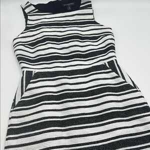 Banana Rebublic Women’s Black/White Striped Sheath Dress with Open Back Detail